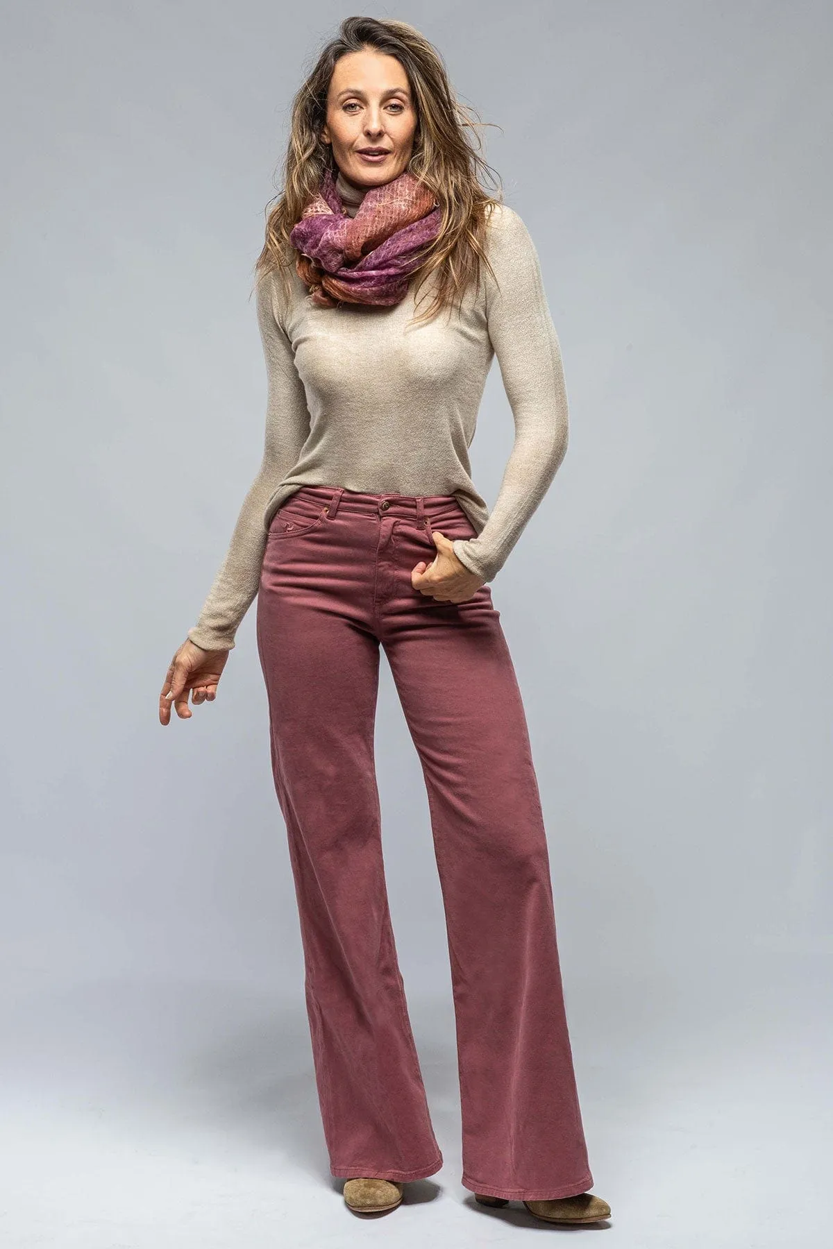 Daphne Brushed Cotton Wide Leg Jean In Dusty Brick