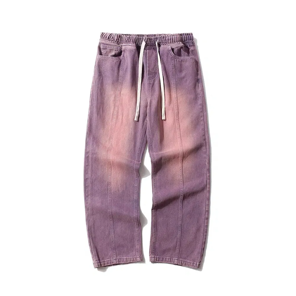 Deconstructed Washed Straight Pants