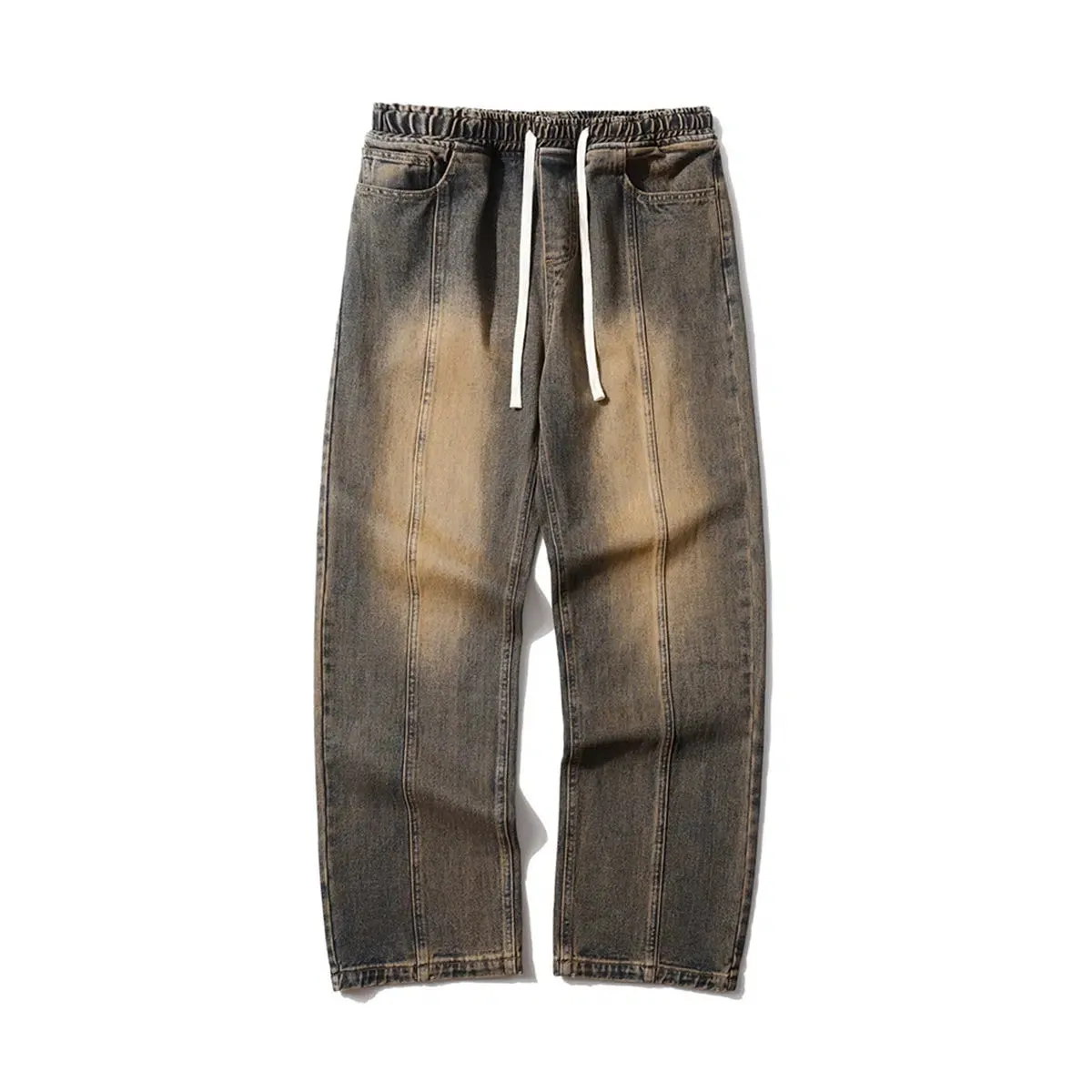 Deconstructed Washed Straight Pants