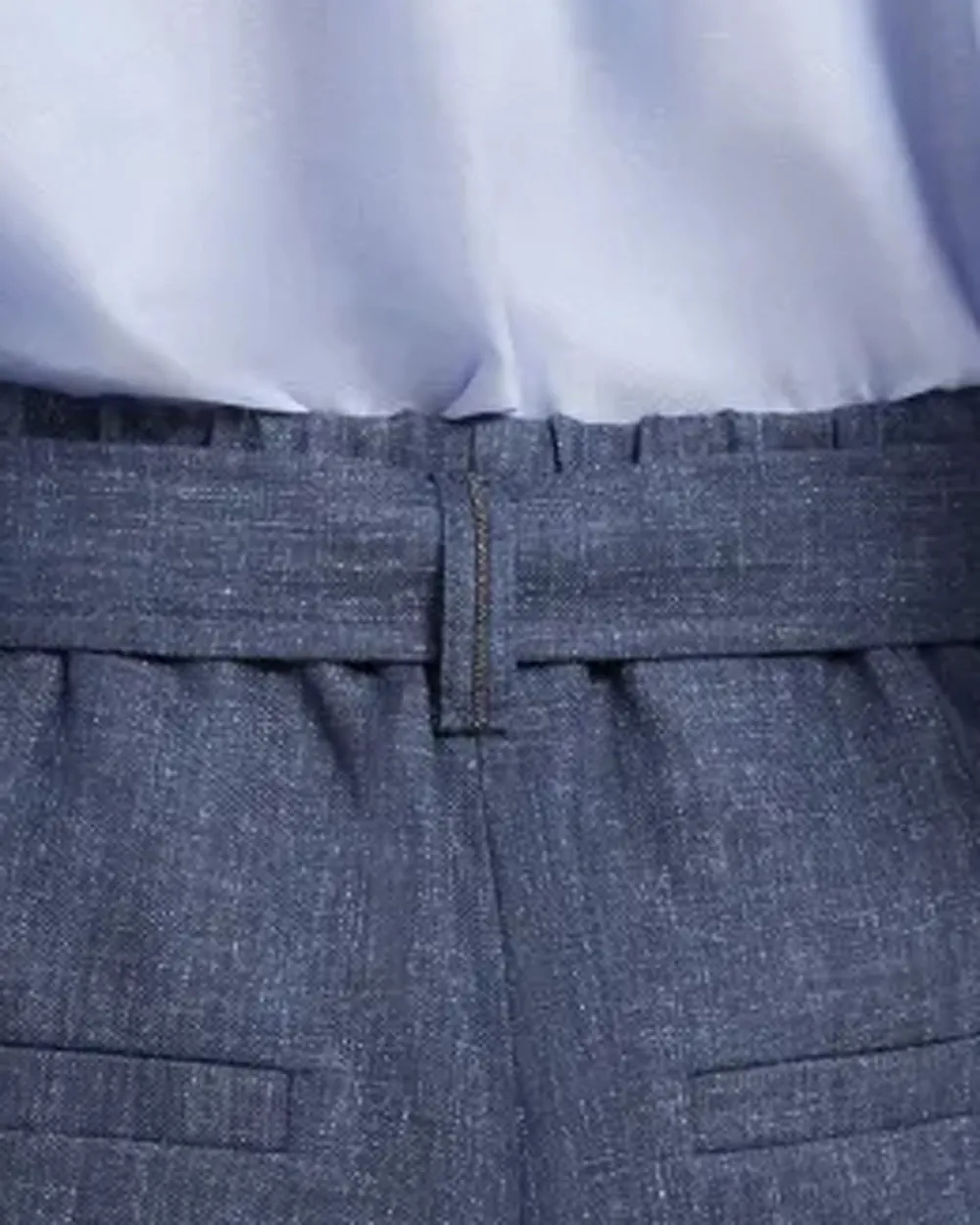 Denim Blue Belted Wide Leg Pant