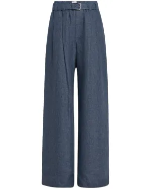 Denim Blue Belted Wide Leg Pant