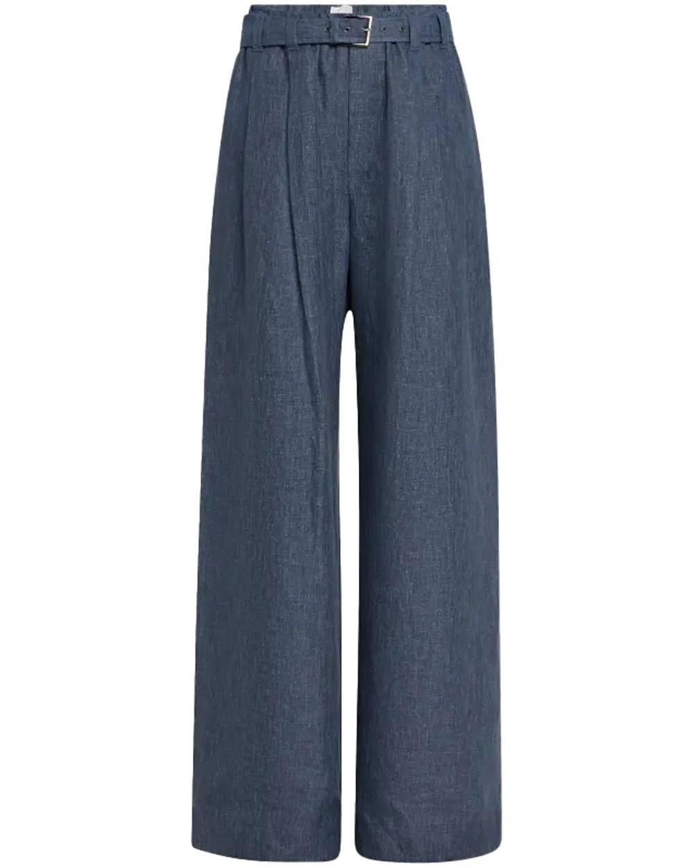 Denim Blue Belted Wide Leg Pant