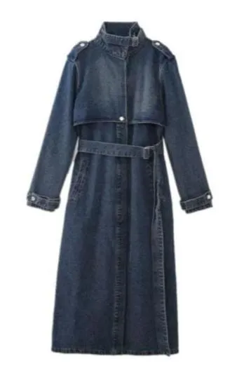Denim trench coat jacket - Washed blue - Vera - Sassy Copenhagen