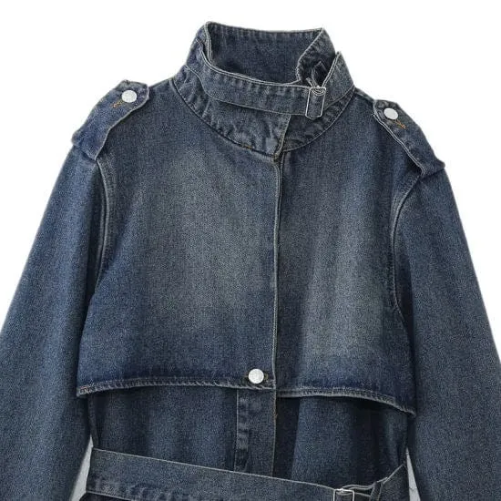 Denim trench coat jacket - Washed blue - Vera - Sassy Copenhagen