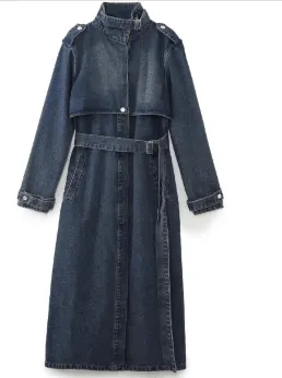 Denim trench coat jacket - Washed blue - Vera - Sassy Copenhagen