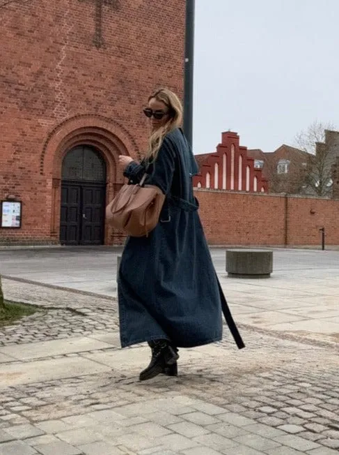 Denim trench coat jacket - Washed blue - Vera - Sassy Copenhagen