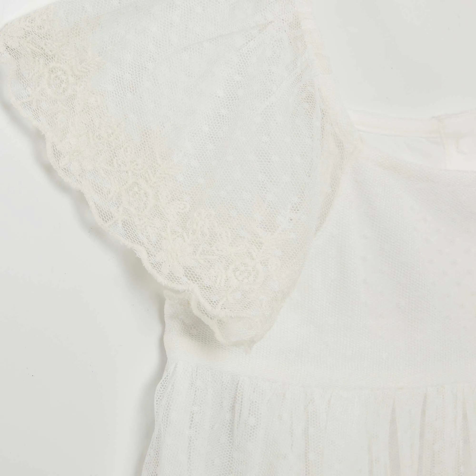 Dotted Swiss tulle A-line dress WHITE