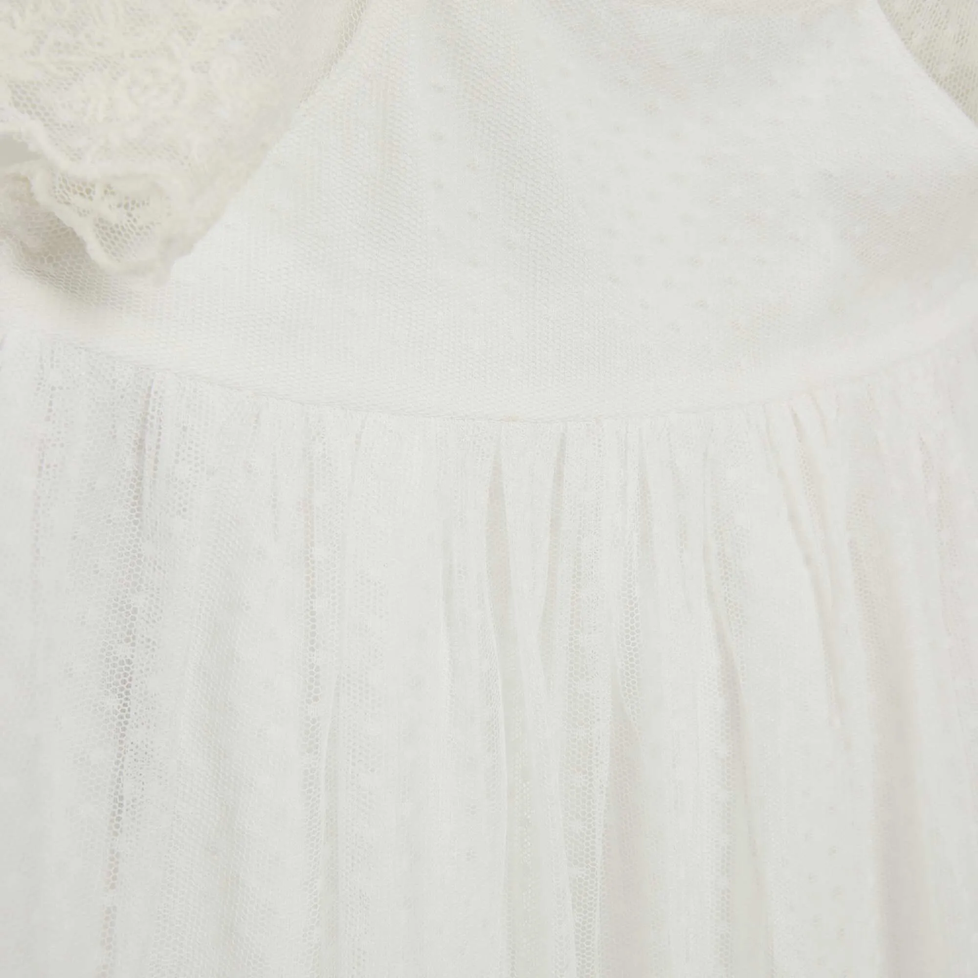Dotted Swiss tulle A-line dress WHITE