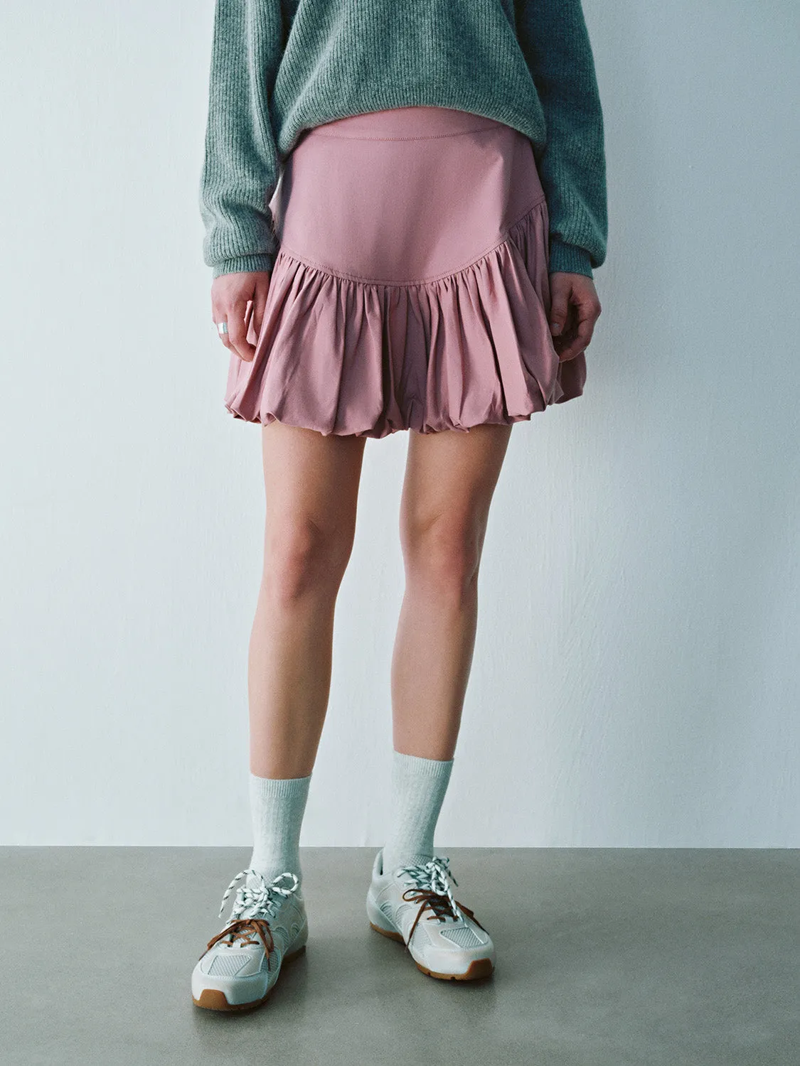 Elastic Waist Mini A-Line Skirt
