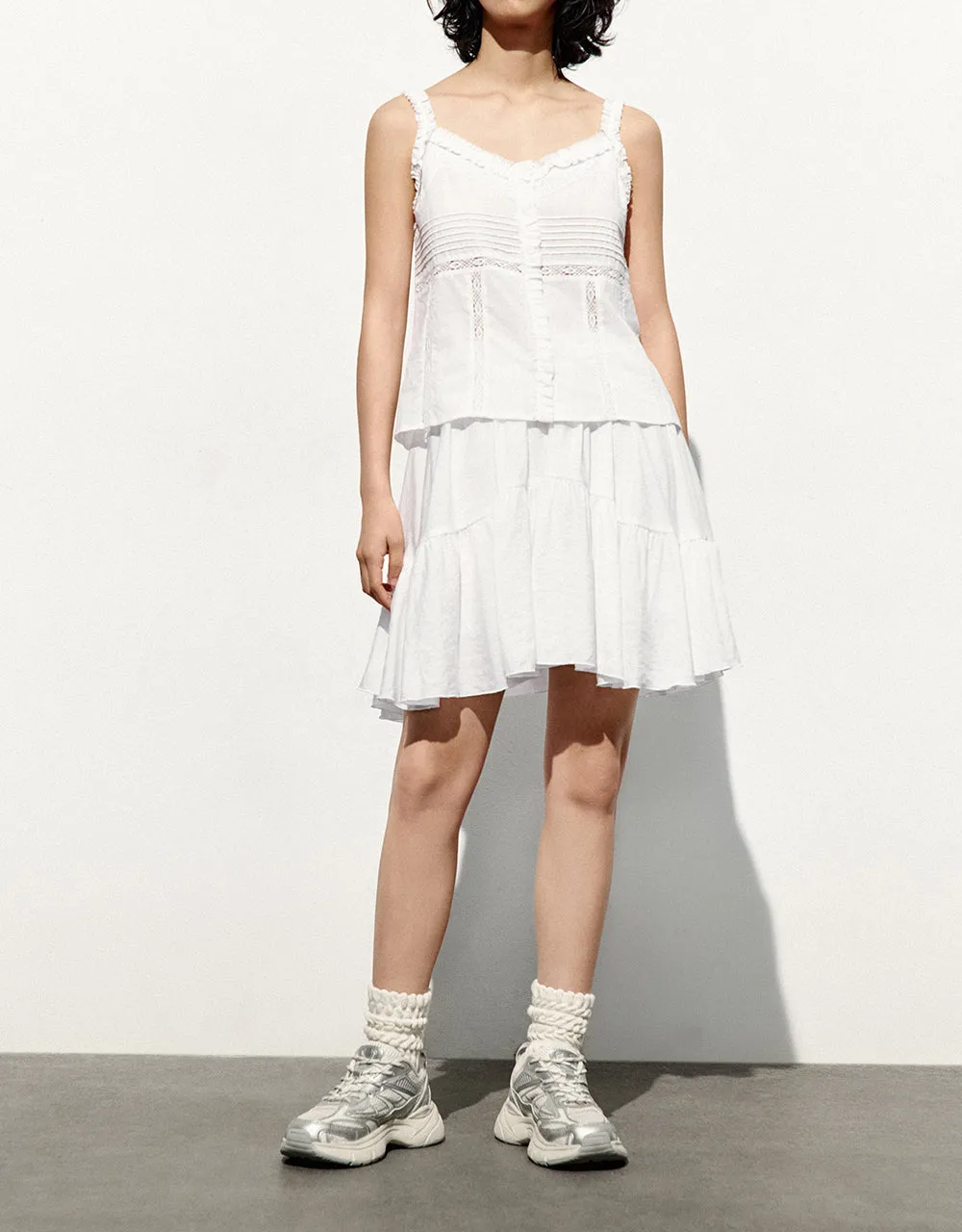 Elastic Waist Mini A-Line Skirt