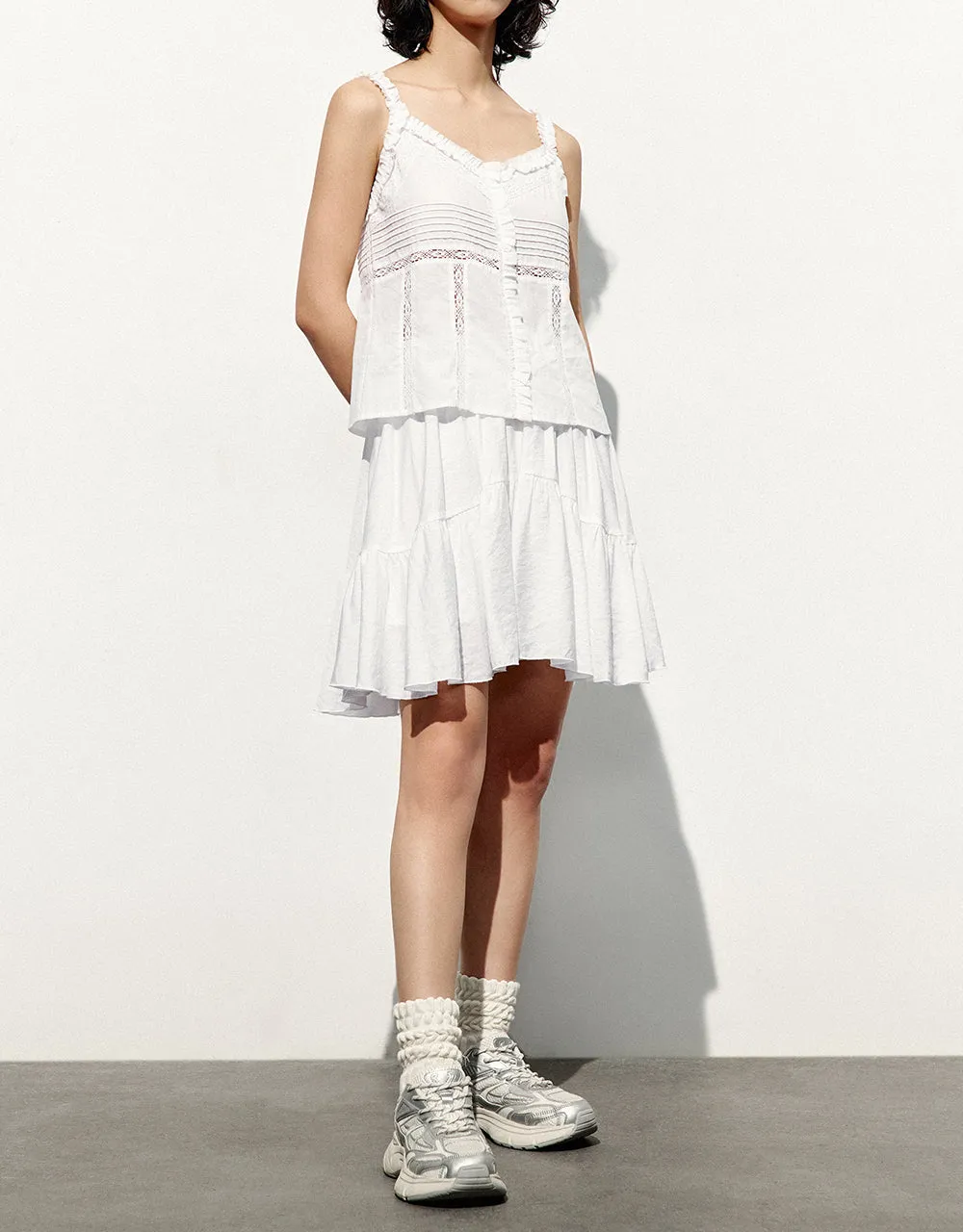 Elastic Waist Mini A-Line Skirt