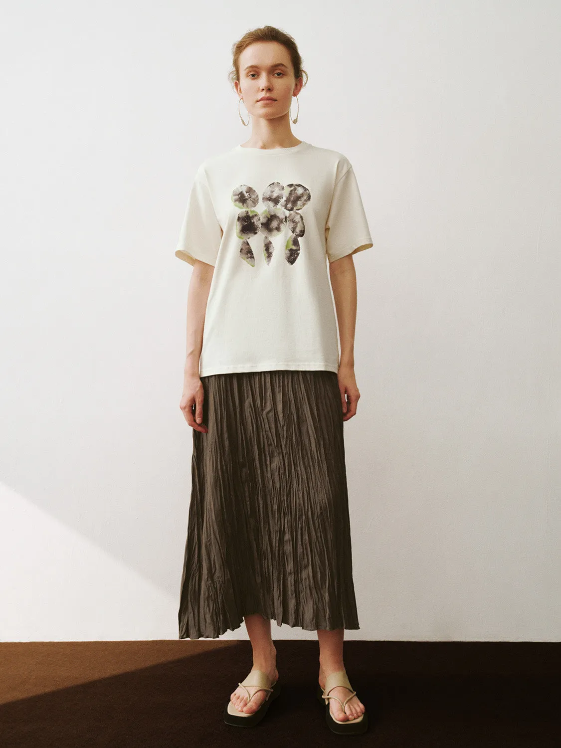 Elastic Waist Shirred A-Line Skirt