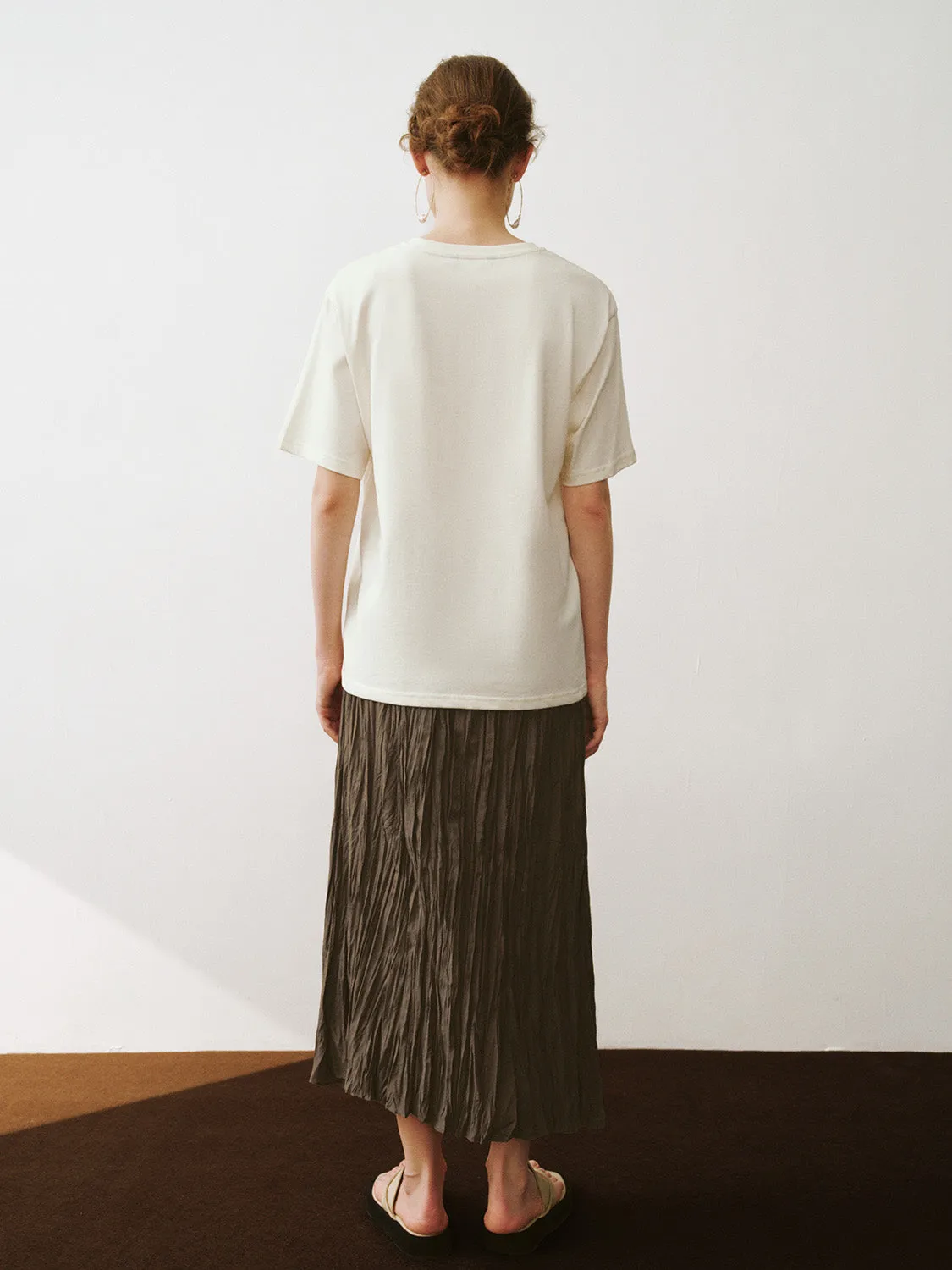 Elastic Waist Shirred A-Line Skirt