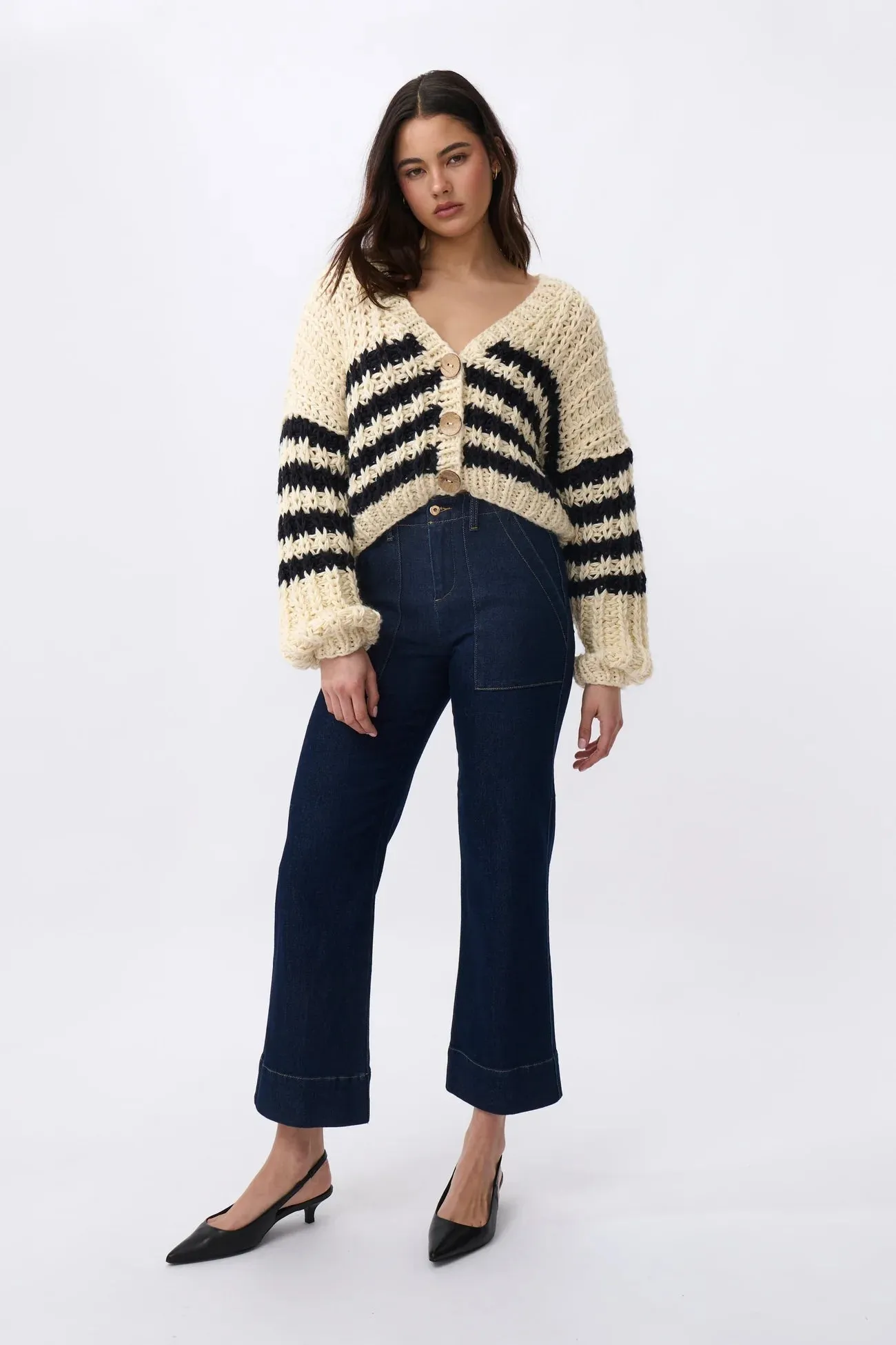 Elsie Knit - Navy & Ecru