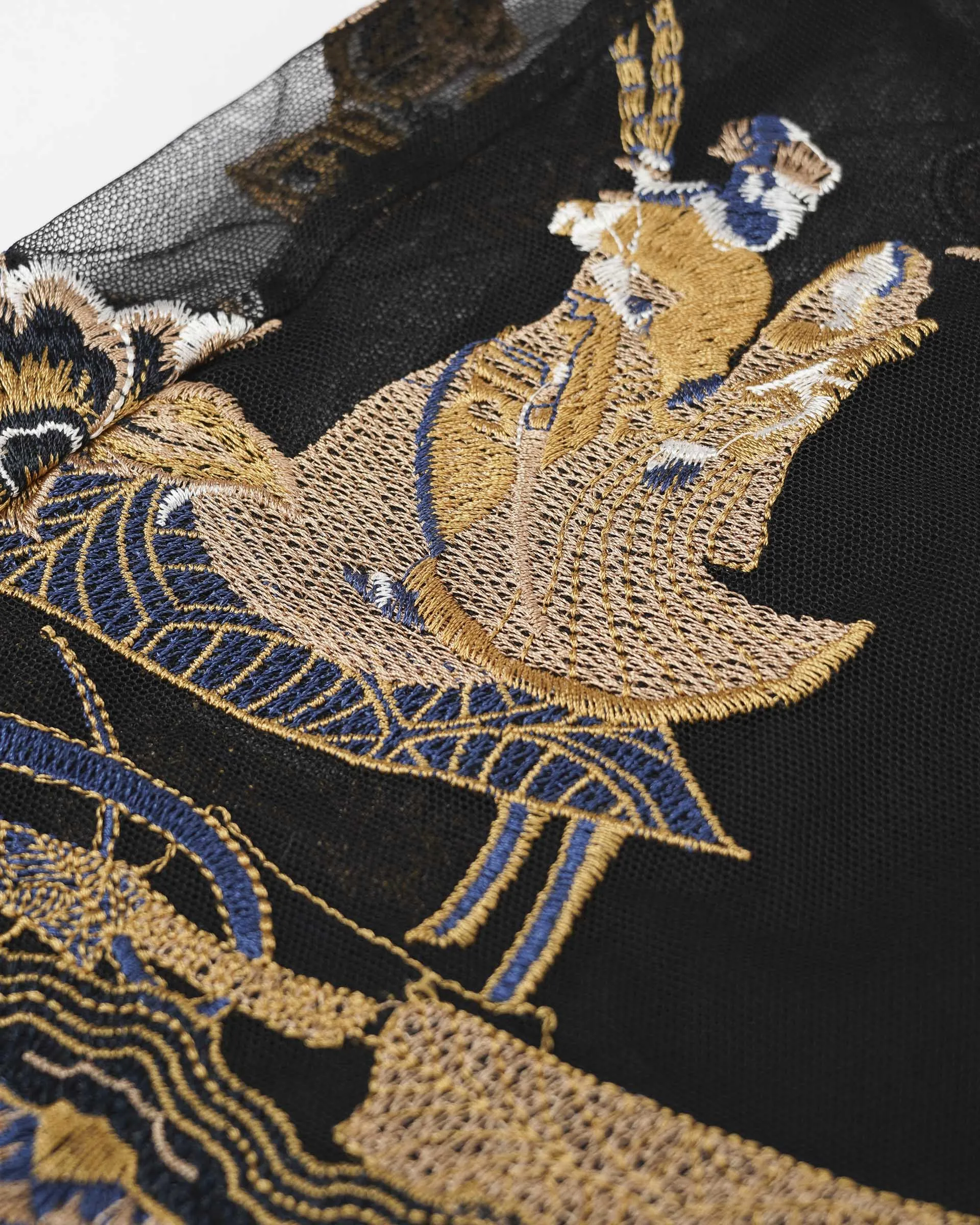 Embroidered Black Mesh Skirt