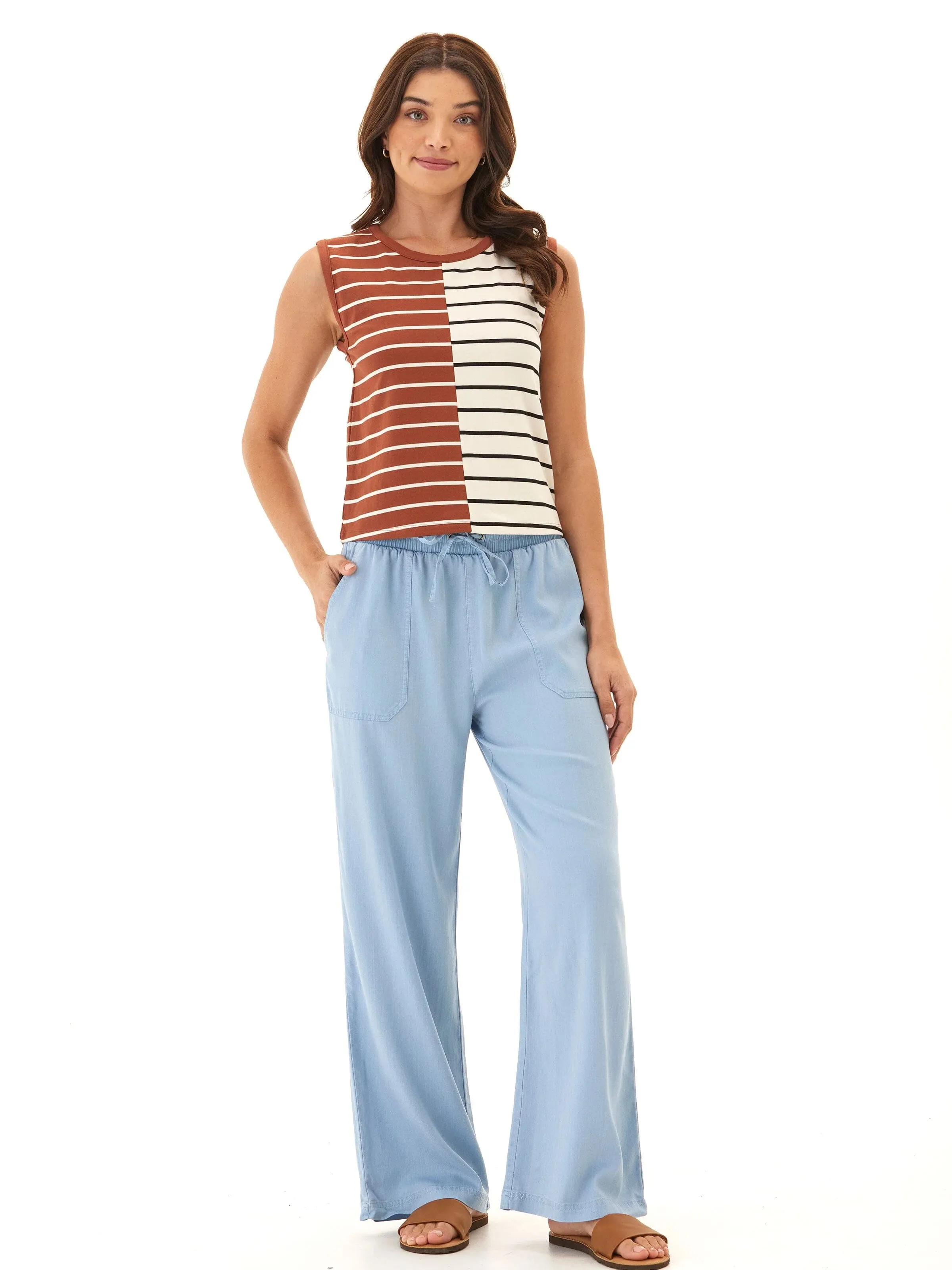 Emilia Caribbean Stripe Eco Jersey Crew Tank
