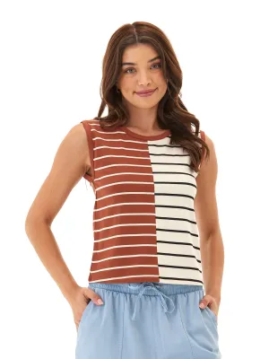 Emilia Caribbean Stripe Eco Jersey Crew Tank