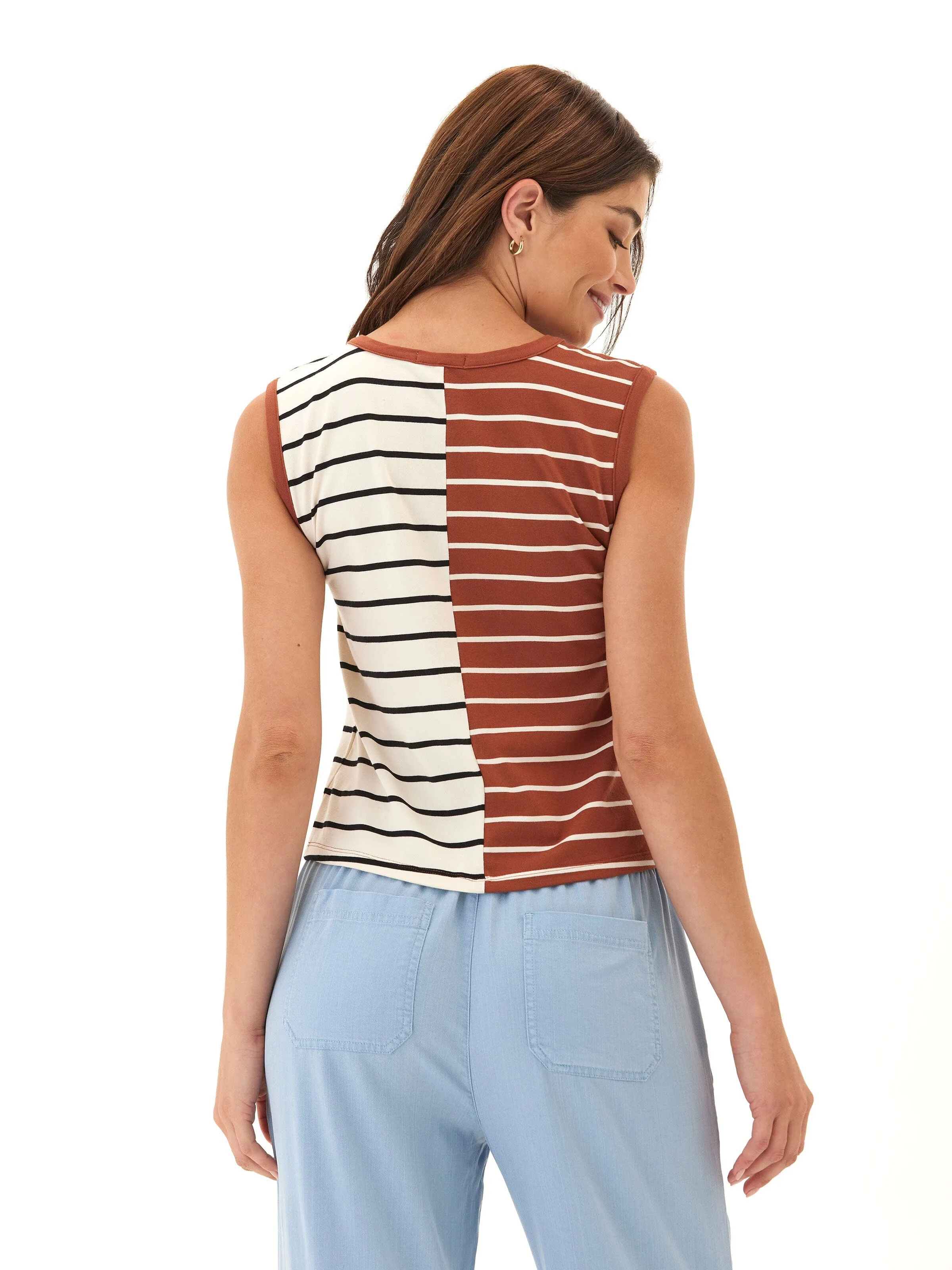 Emilia Caribbean Stripe Eco Jersey Crew Tank