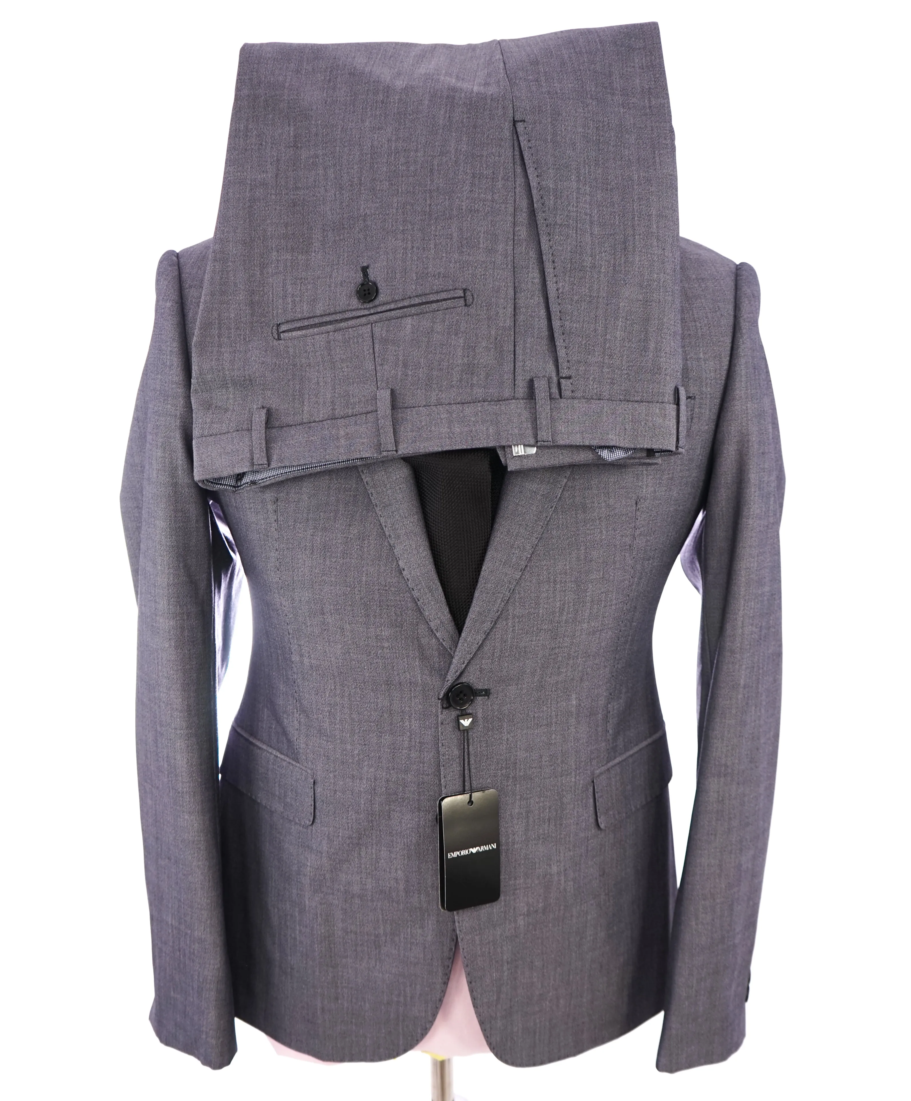 EMPORIO ARMANI - "M LINE" Drop 8 Soft Textured Blue Suit W Pick Stitching - 38R