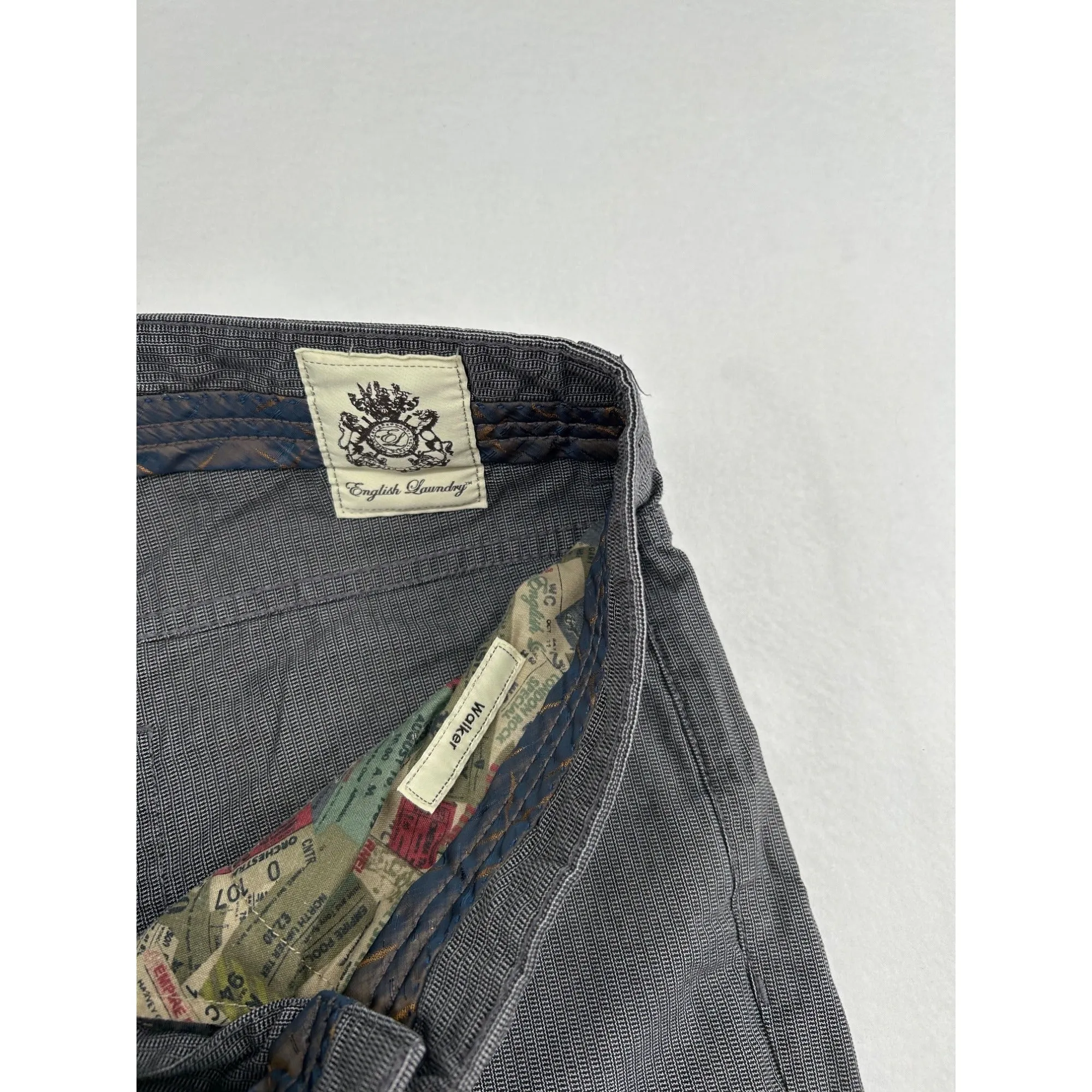 English Laundry Mens Gray Checkered Straight-Leg Pants 32x32 Cotton Blend #6652