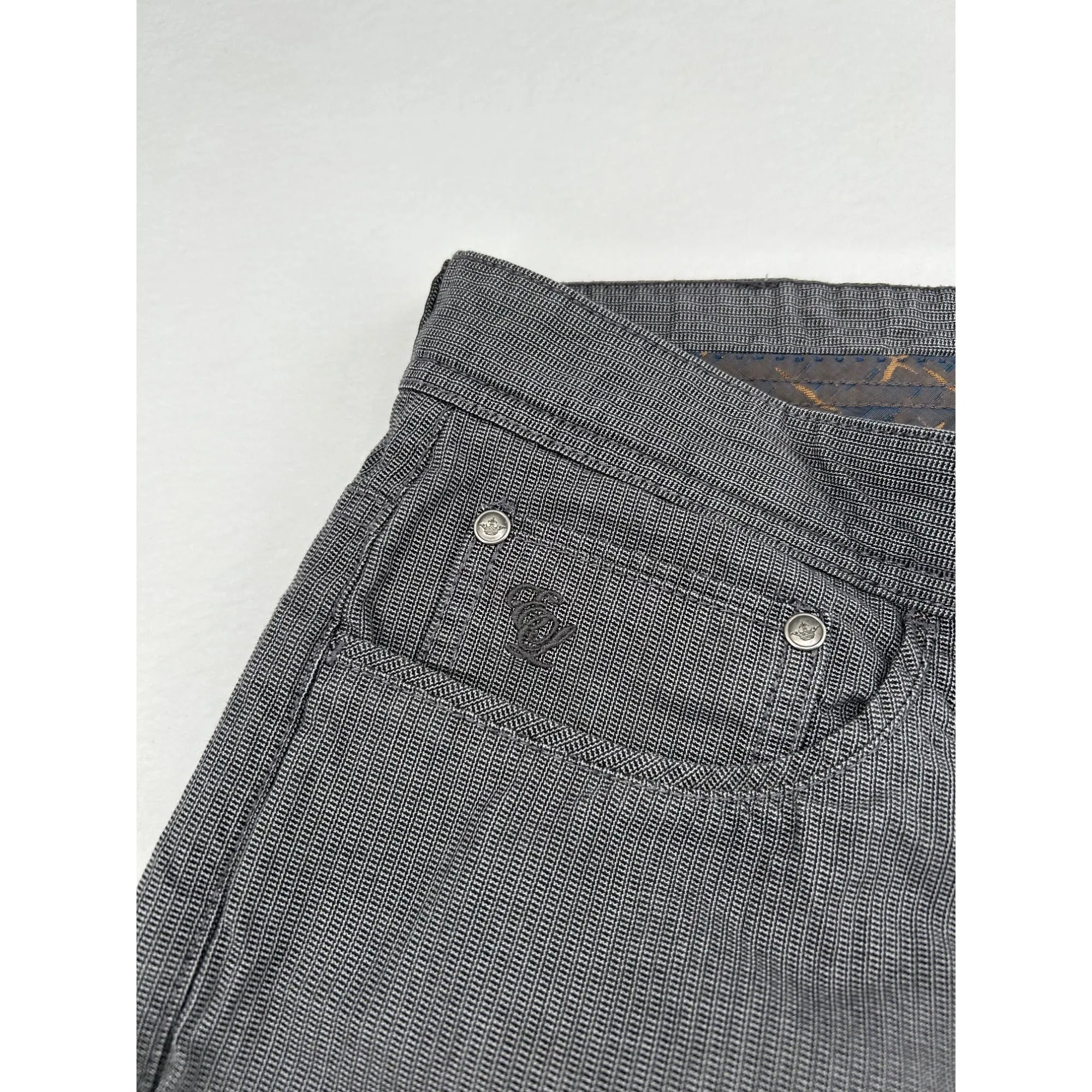 English Laundry Mens Gray Checkered Straight-Leg Pants 32x32 Cotton Blend #6652