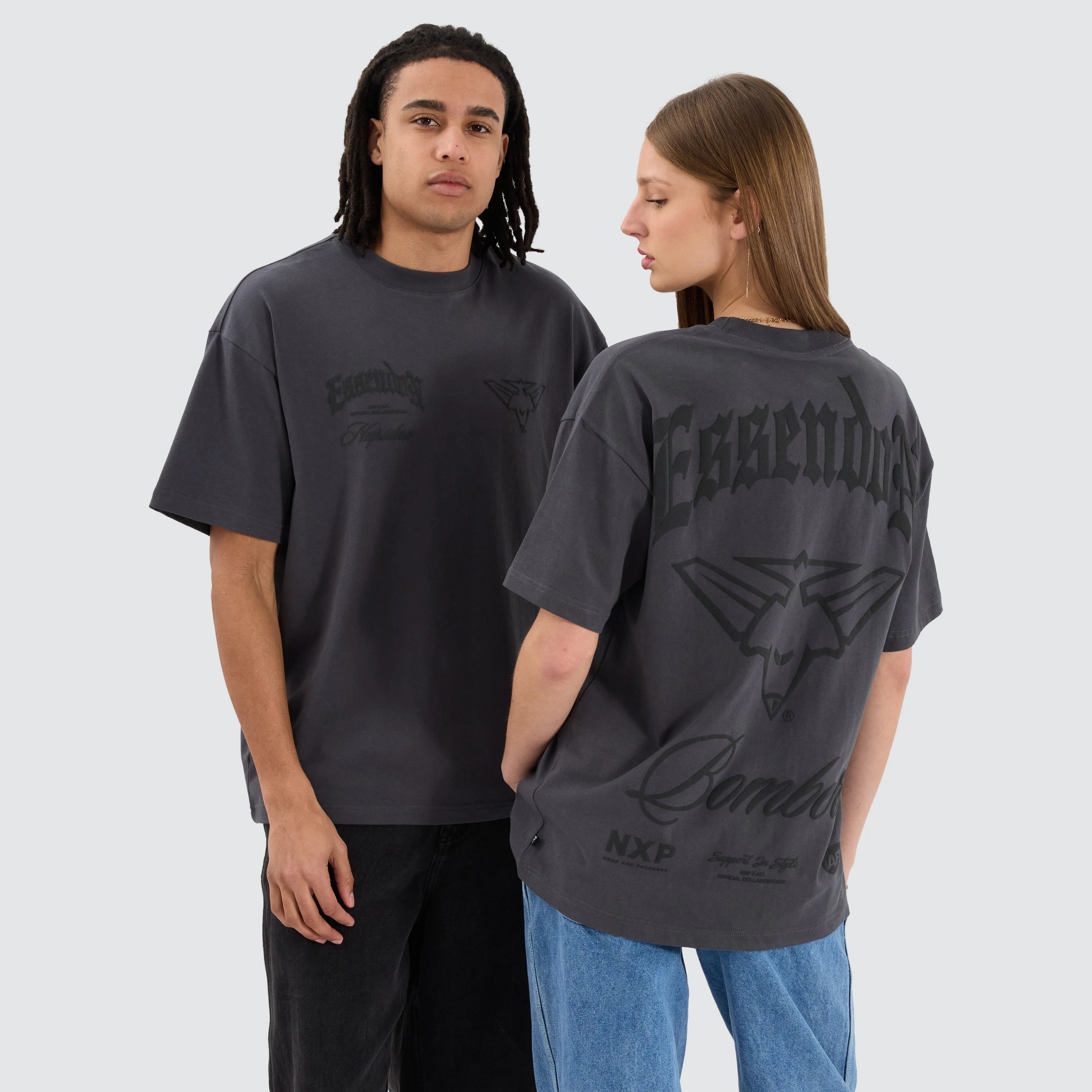Essendon Bombers AFL Heavy Raptor Tee Asphalt