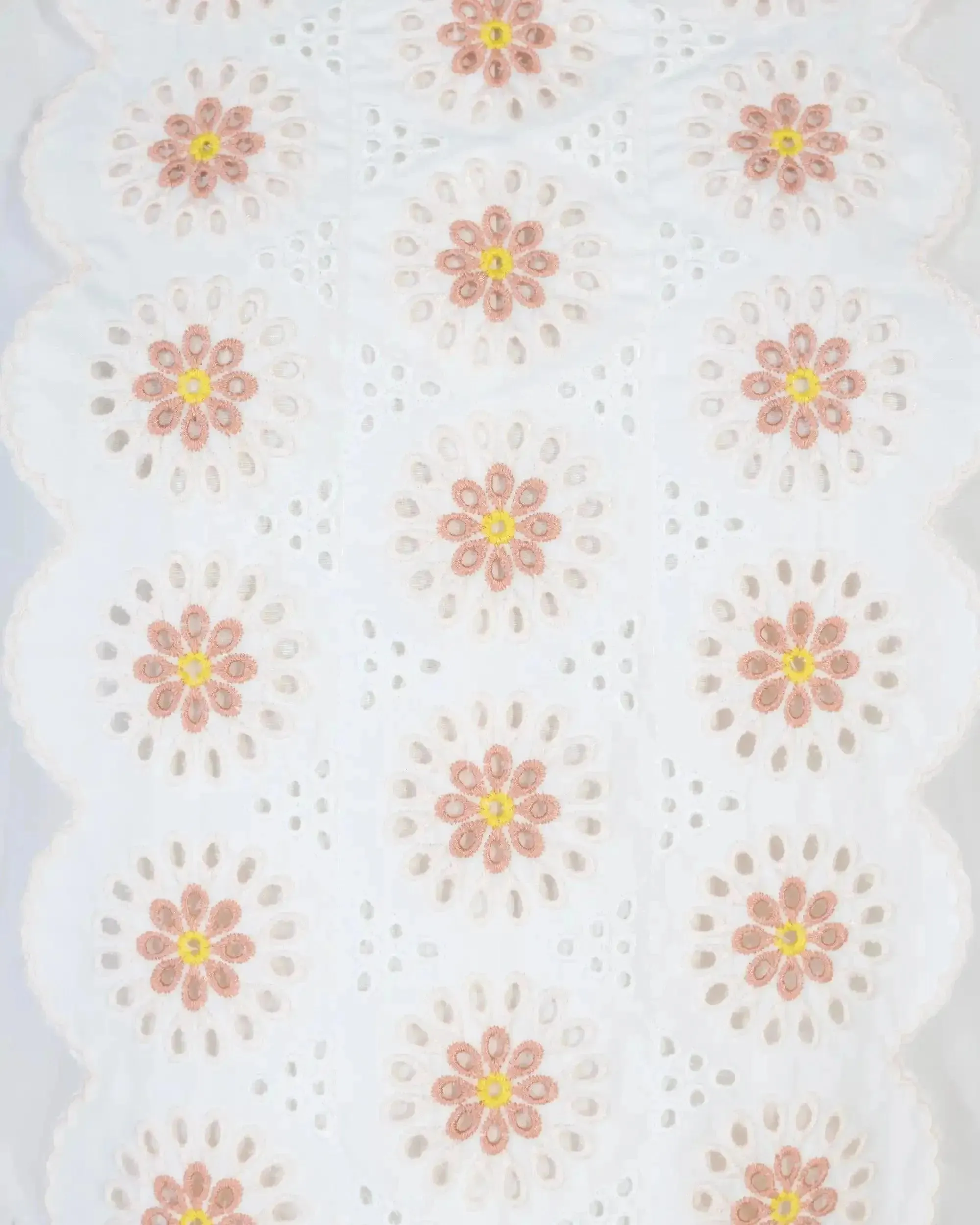 Floral Embroidered Short Sleeve White Dress