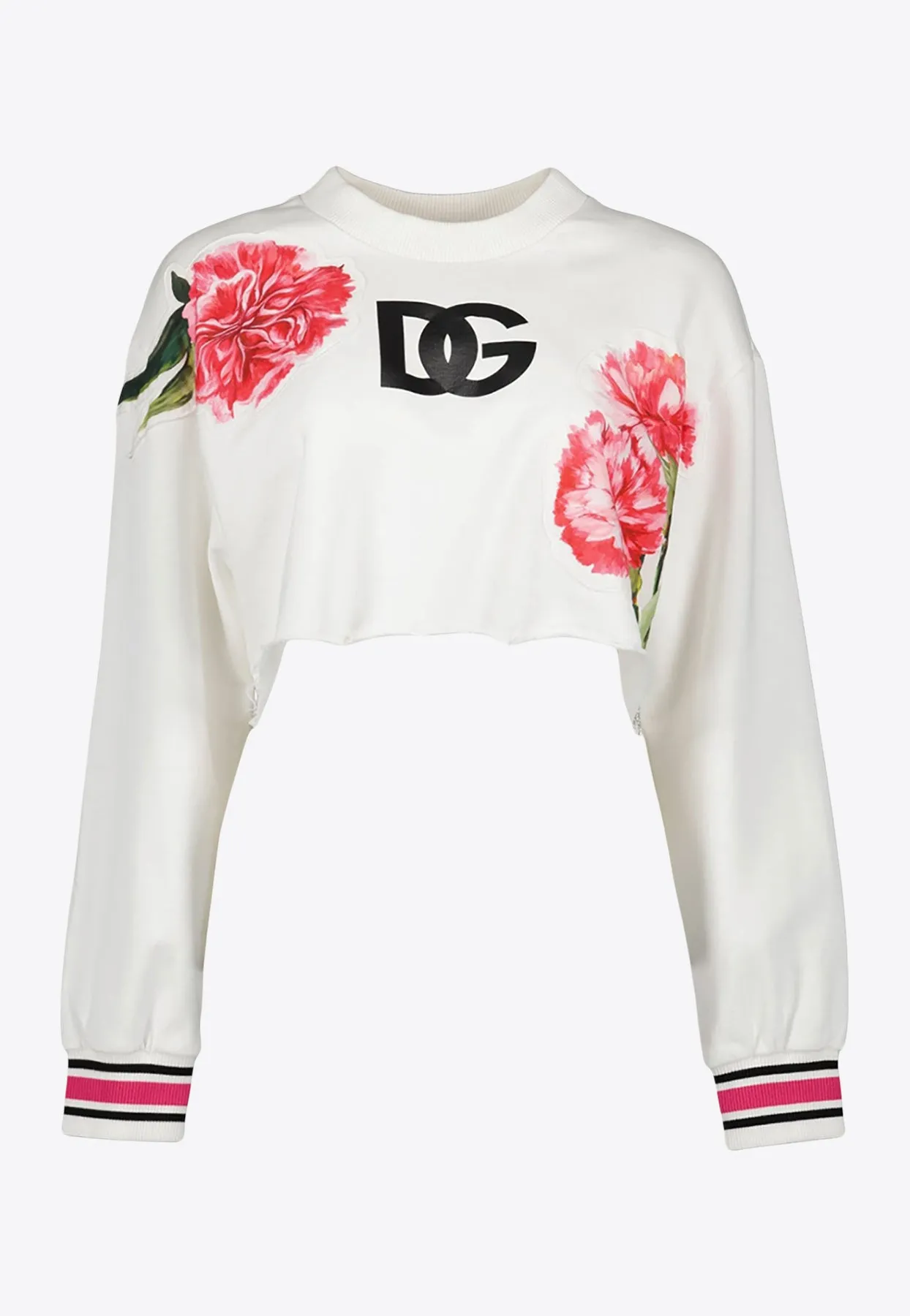 Flower Print Cropped Sweatshirt