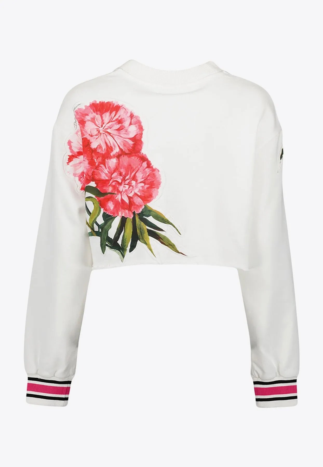 Flower Print Cropped Sweatshirt