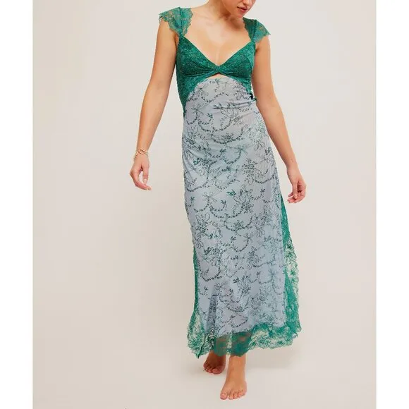 FREE PEOPLE Suddenly Fine Maxi Slip / Blue Ribbon
