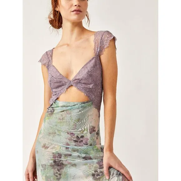 FREE PEOPLE Suddenly Fine Maxi Slip / Moss Combo