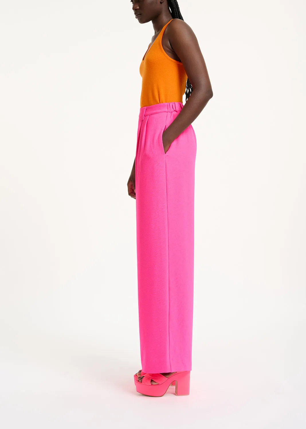 Fuchsia wide-leg pants