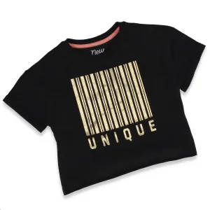 Girls Unique Boxy Tee - Black