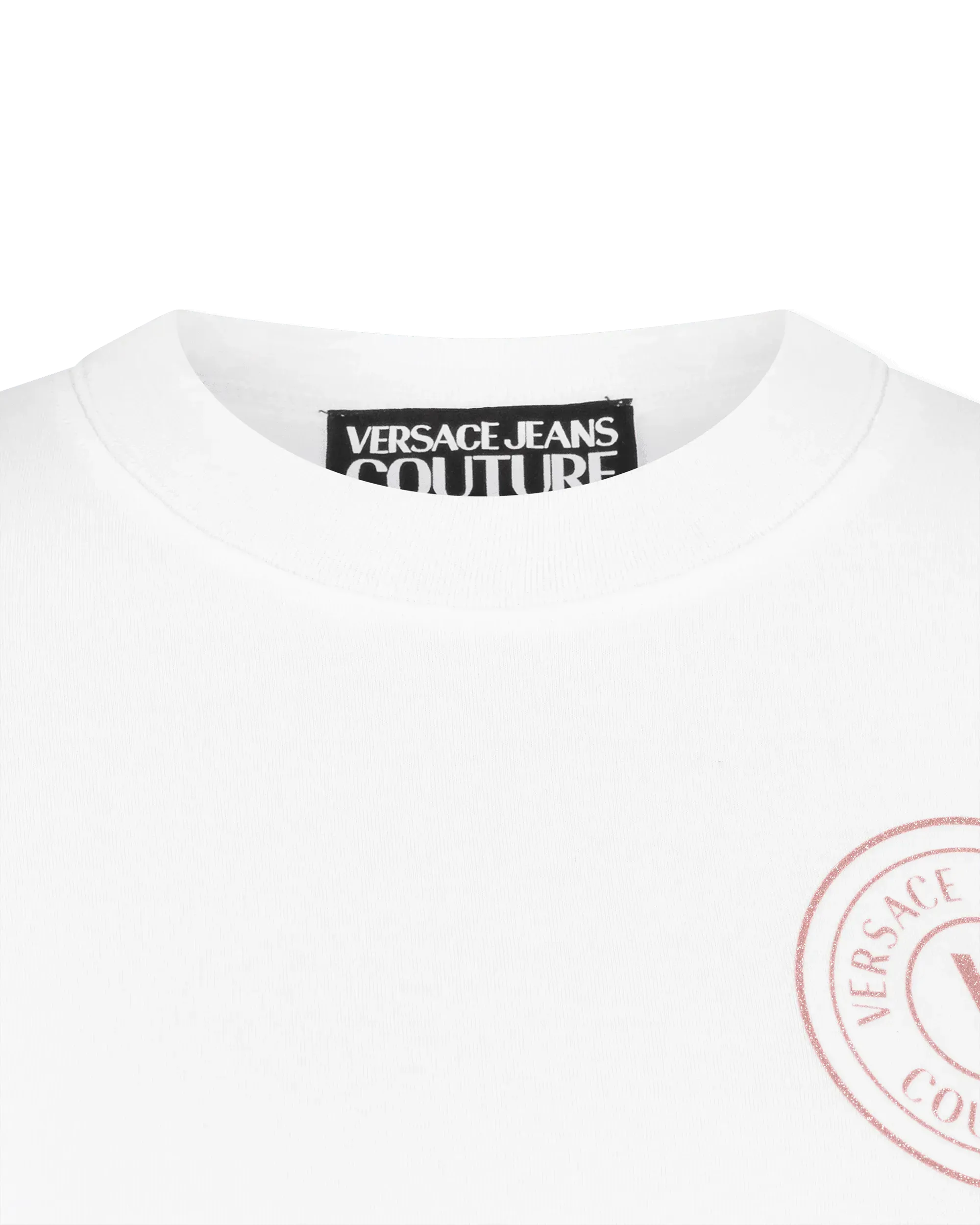 Glitter V-Emblem Cropped T-Shirt