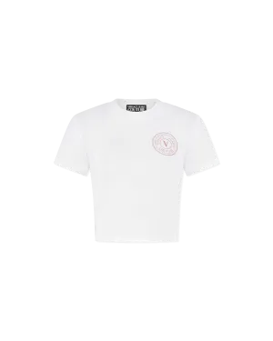 Glitter V-Emblem Cropped T-Shirt