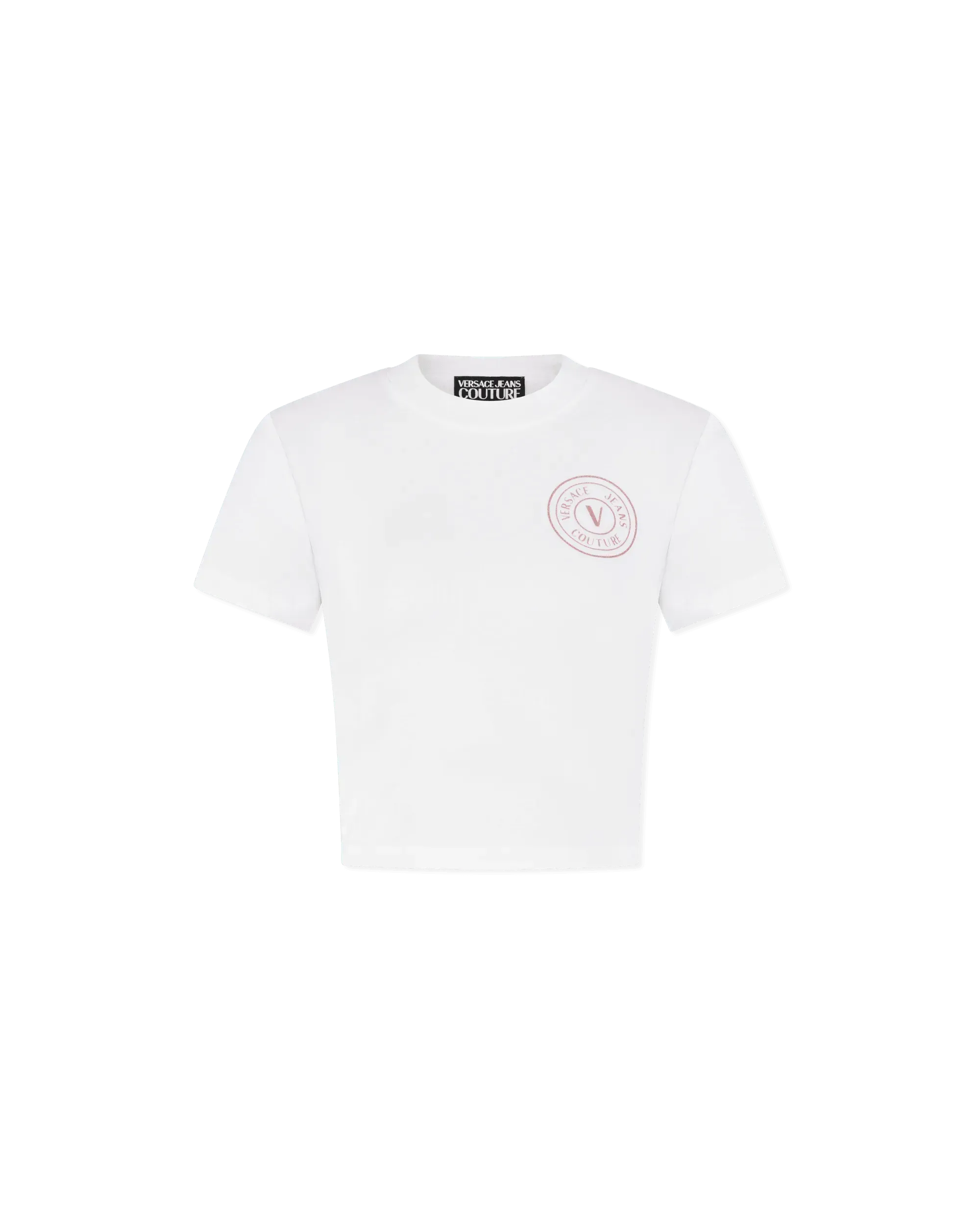 Glitter V-Emblem Cropped T-Shirt