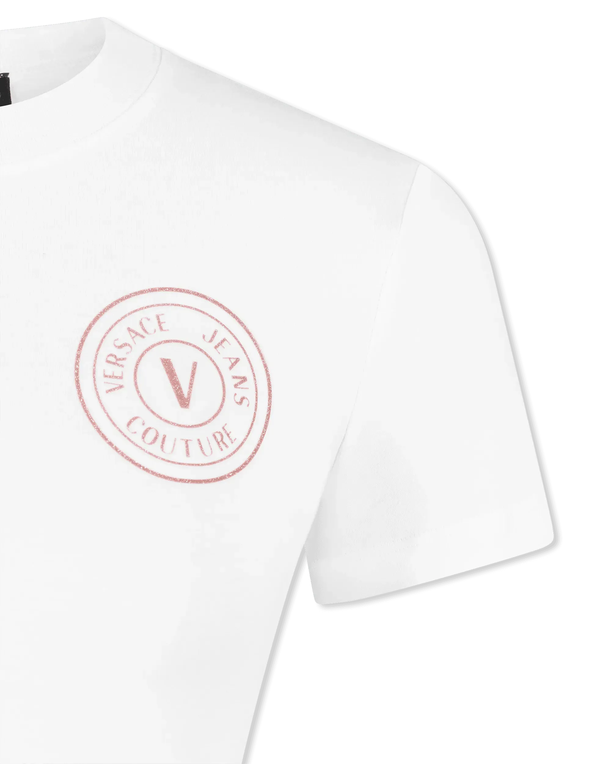Glitter V-Emblem Cropped T-Shirt