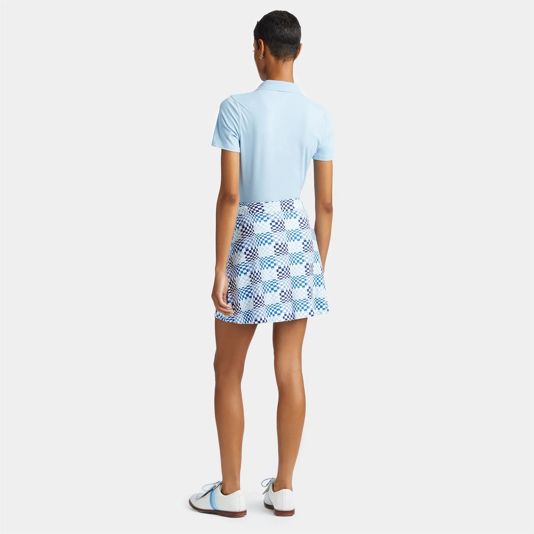 Gradient Check Silky Tech Nylon A-Line Skort Snow