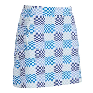 Gradient Check Silky Tech Nylon A-Line Skort Snow