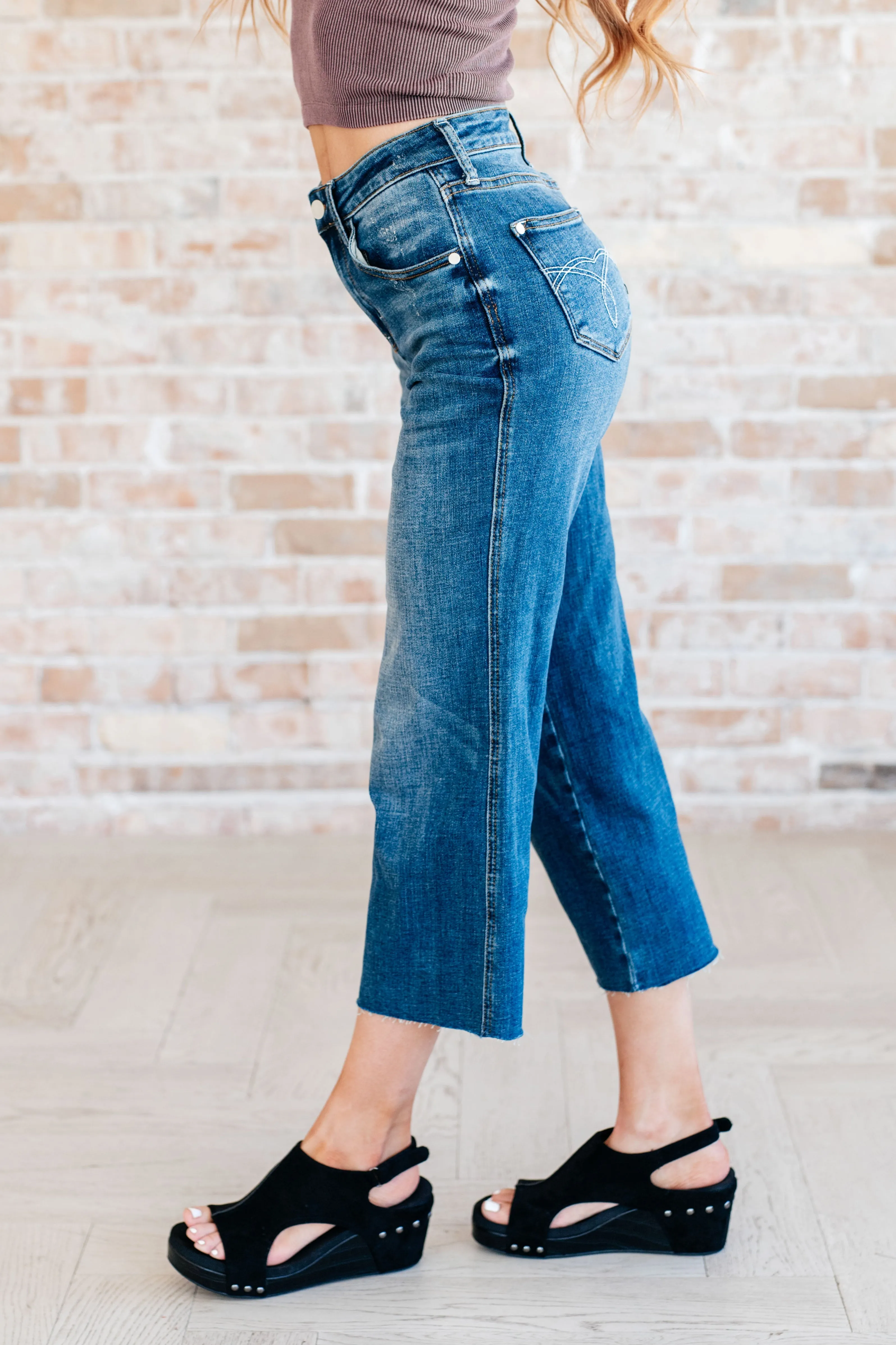 Hazel Blues® |  Hayes High Rise Wide Leg Crop Jeans