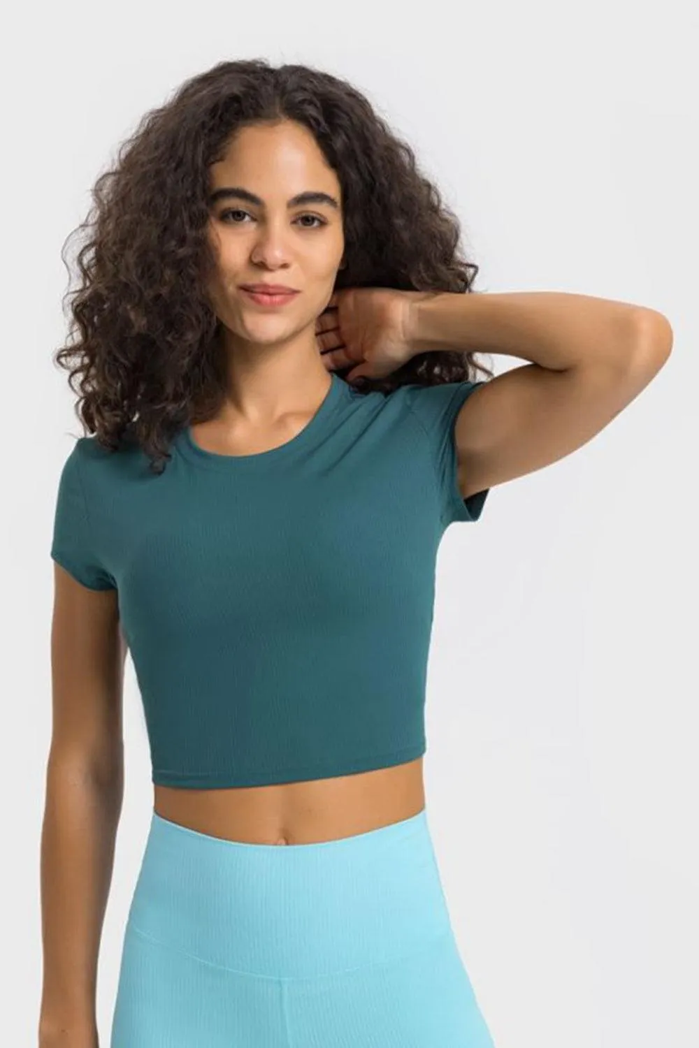 Hazel Blues® | Round Neck Short Sleeve Cropped Sports T-Shirt