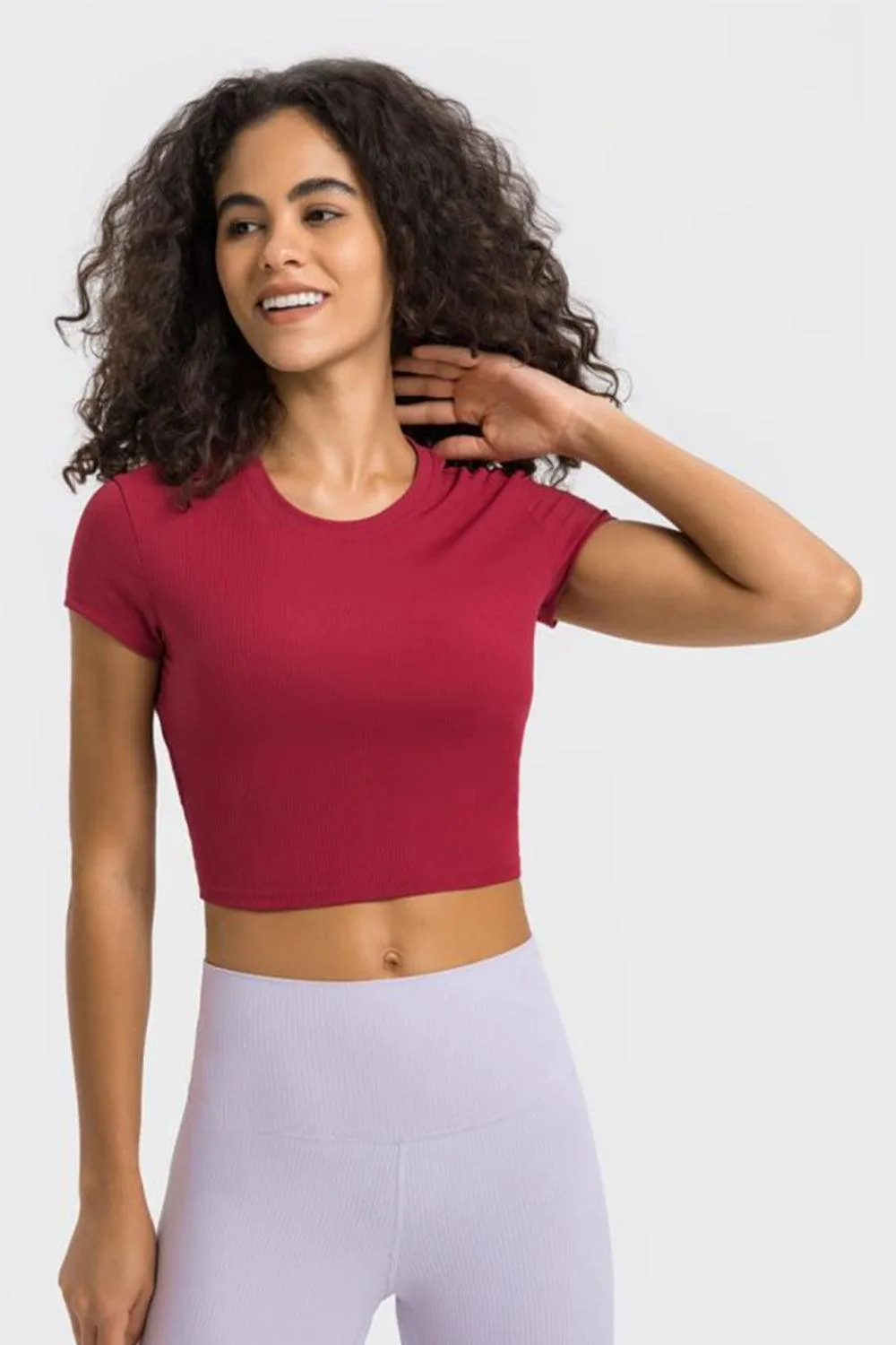 Hazel Blues® | Round Neck Short Sleeve Cropped Sports T-Shirt