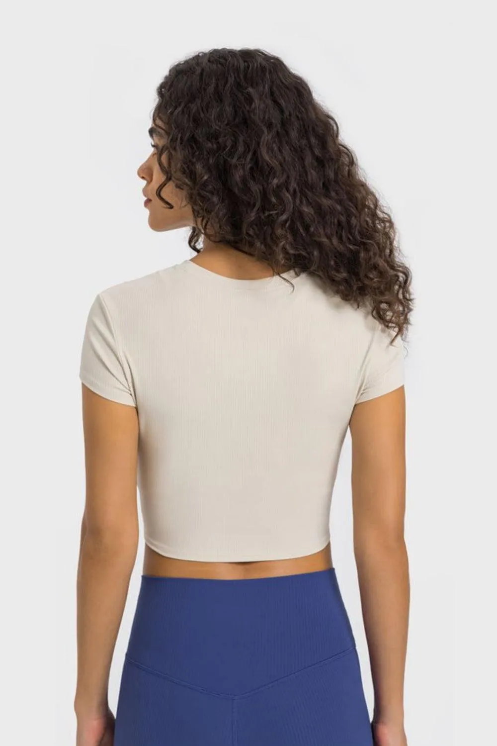Hazel Blues® | Round Neck Short Sleeve Cropped Sports T-Shirt