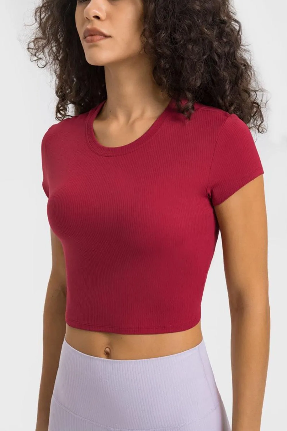 Hazel Blues® | Round Neck Short Sleeve Cropped Sports T-Shirt