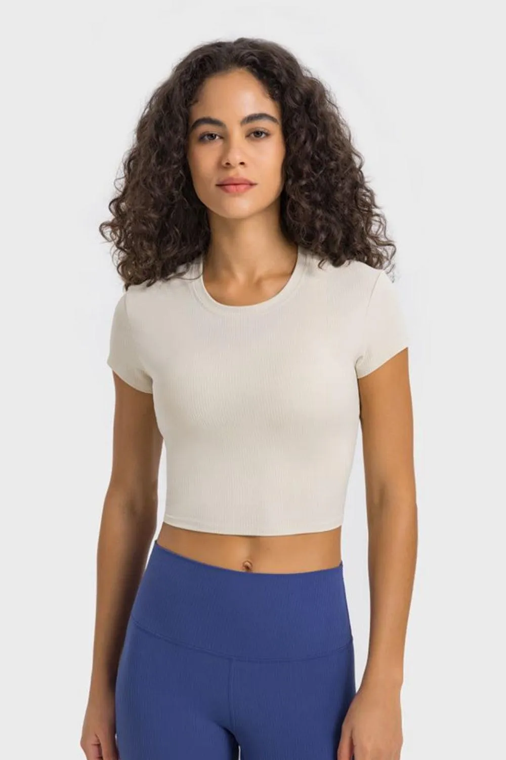 Hazel Blues® | Round Neck Short Sleeve Cropped Sports T-Shirt