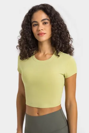Hazel Blues® | Round Neck Short Sleeve Cropped Sports T-Shirt