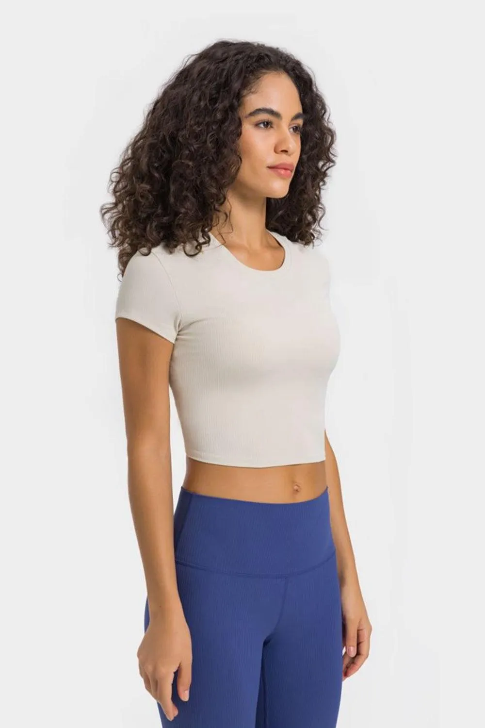 Hazel Blues® | Round Neck Short Sleeve Cropped Sports T-Shirt