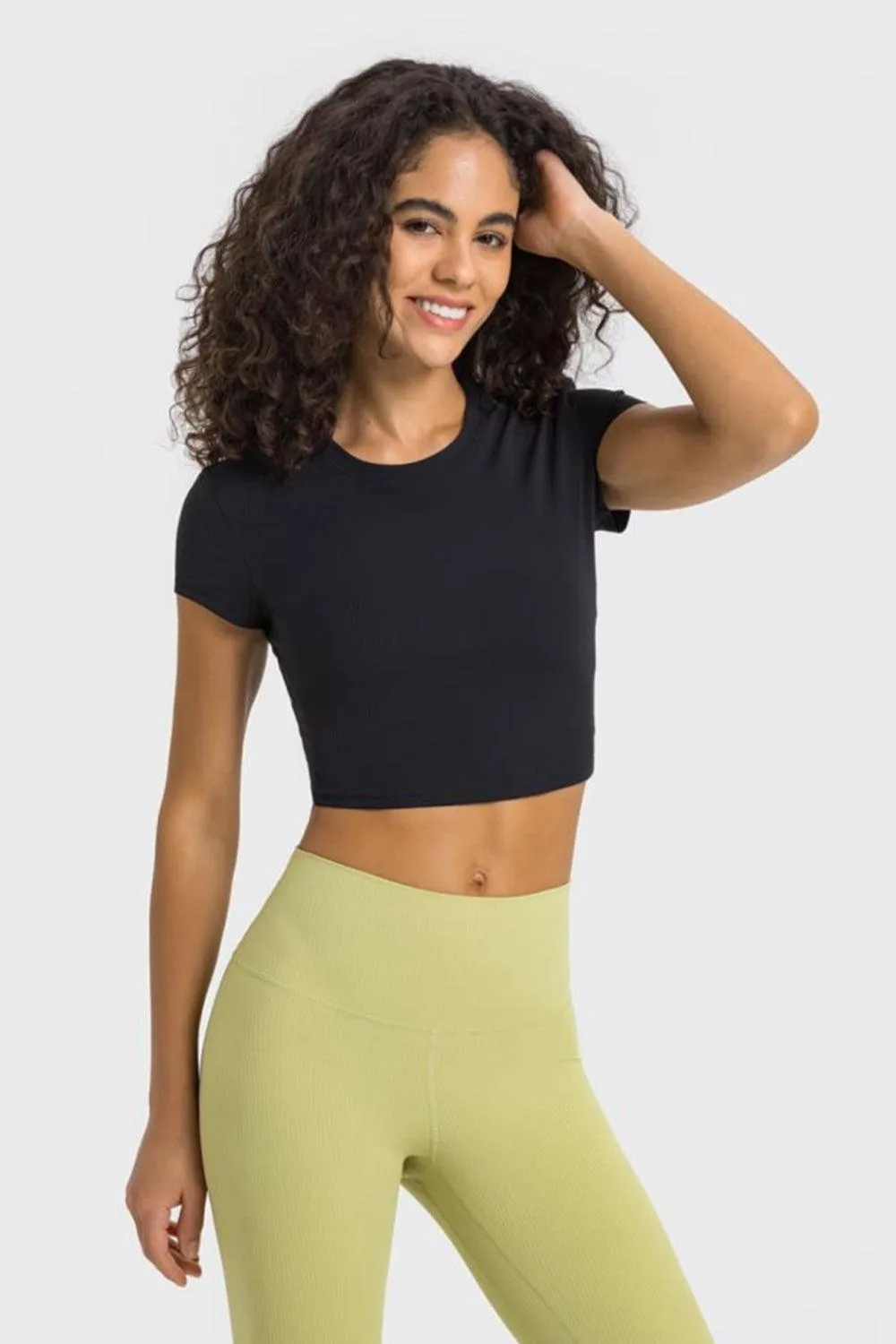 Hazel Blues® | Round Neck Short Sleeve Cropped Sports T-Shirt