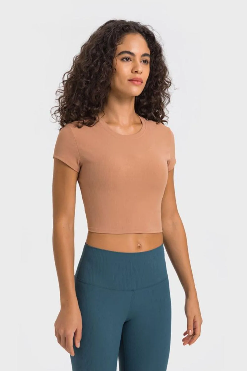 Hazel Blues® | Round Neck Short Sleeve Cropped Sports T-Shirt