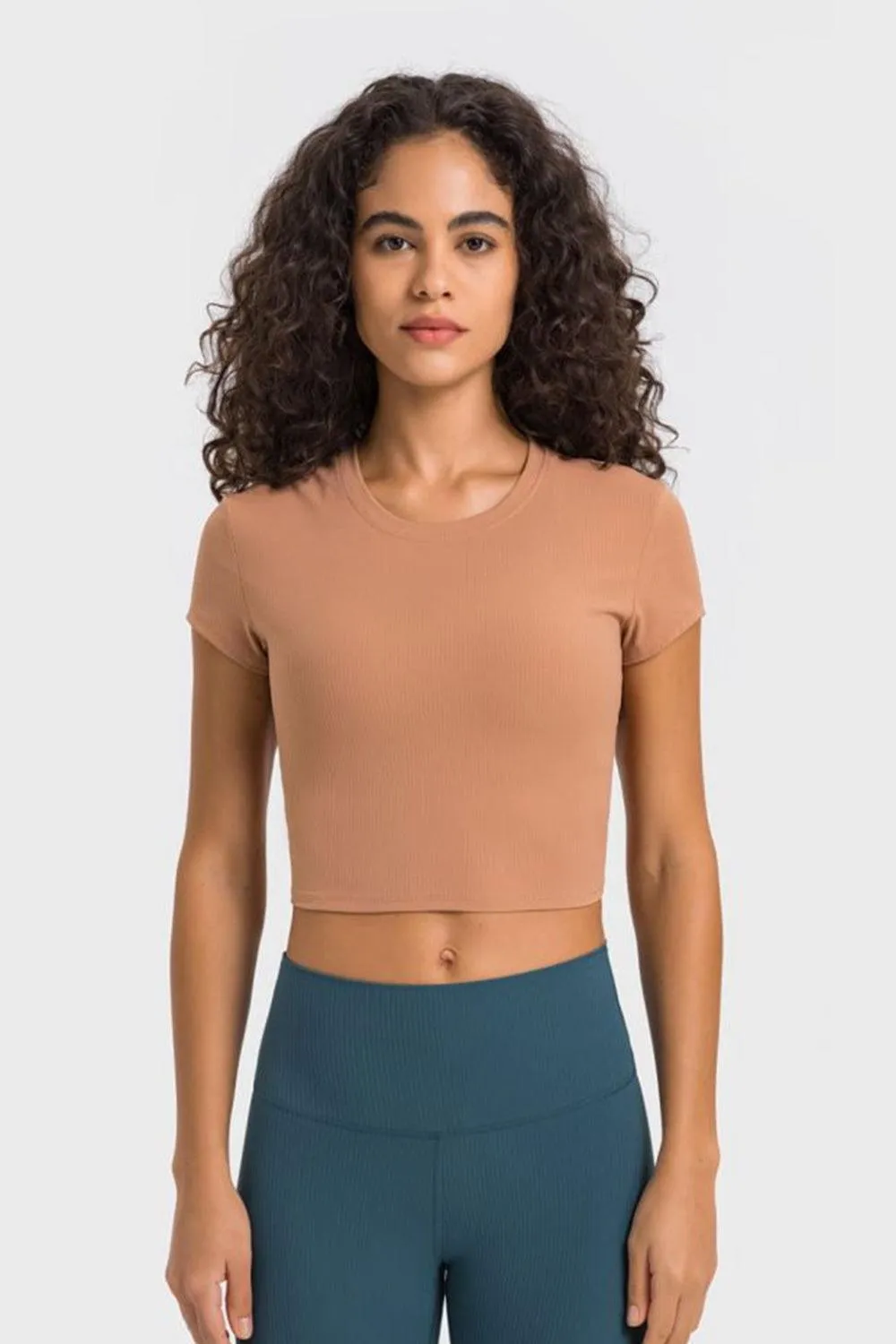 Hazel Blues® | Round Neck Short Sleeve Cropped Sports T-Shirt